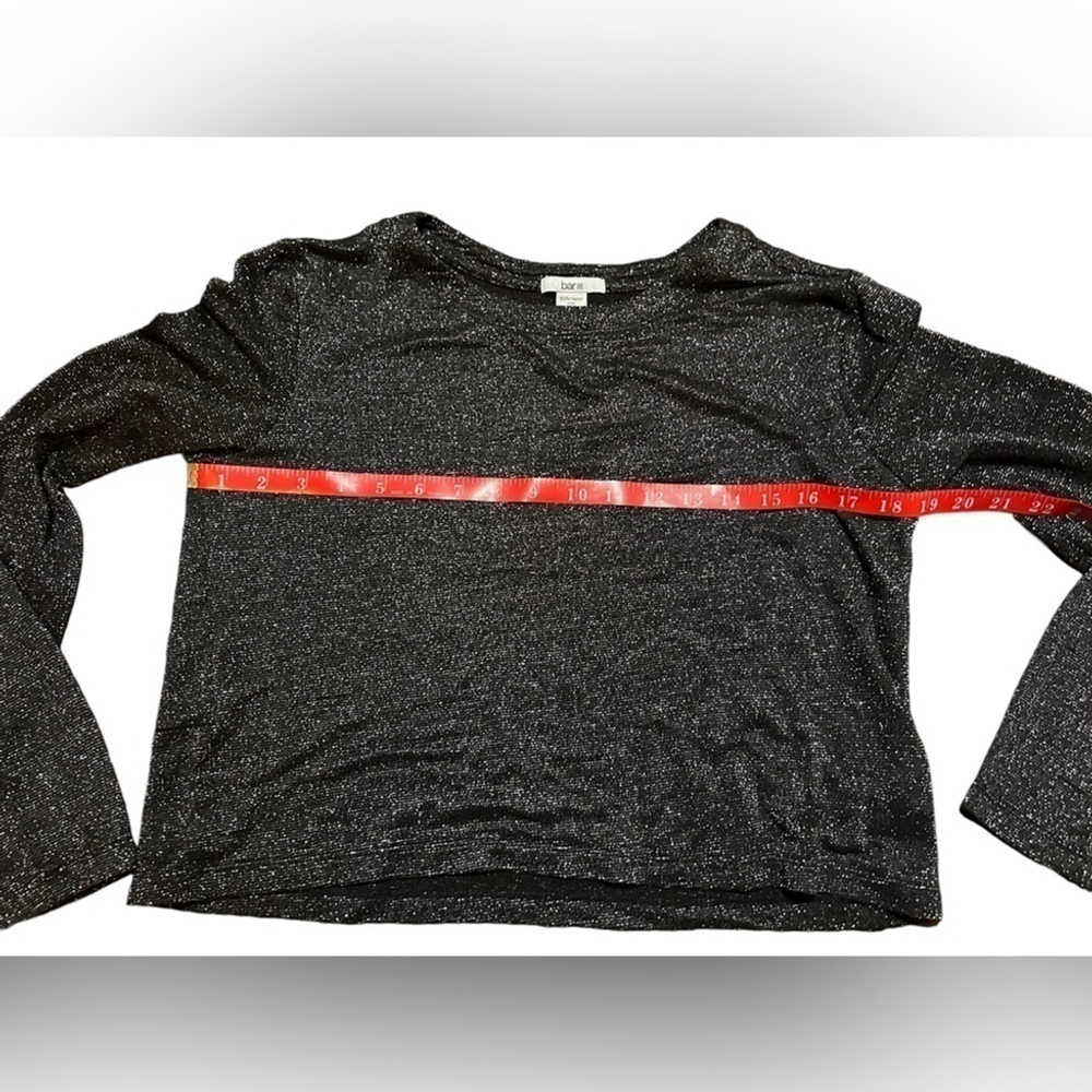 Bar III Long Sleeve Black and Silver Metallic Tee M - Picture 4 of 5